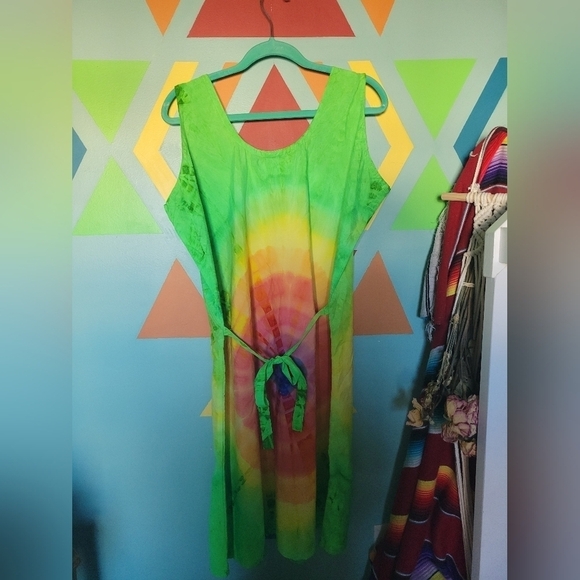 Vintage Rima Beachwear Women's Tie Dye Sleeveless Tie Dress Size XL - Picture 8 of 10